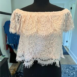 Forever 21 Blush Lace Off-Shoulder Blouse